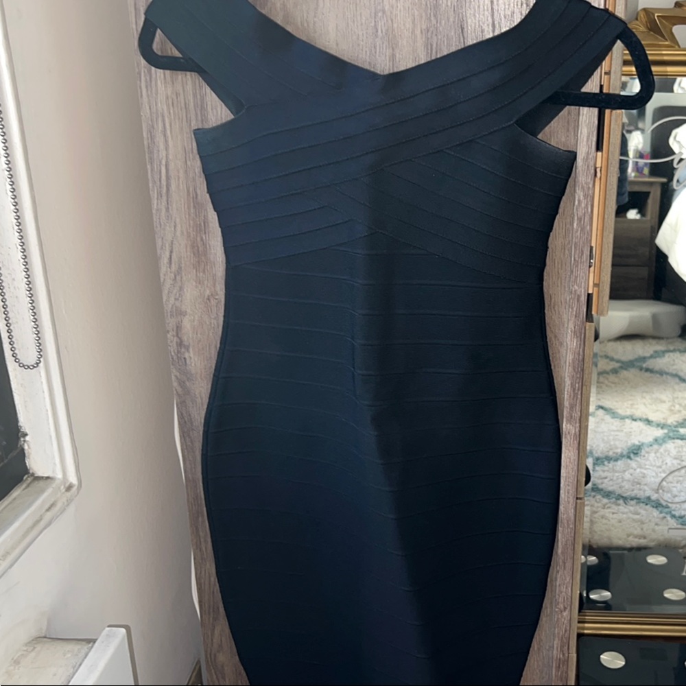 Elegant Black Off Shoulder Bandage Dress